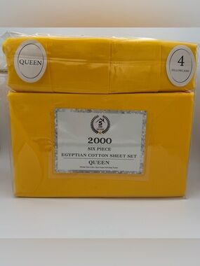 Queen Egyptian Cotton 6 Piece Sheet Set in Yellow